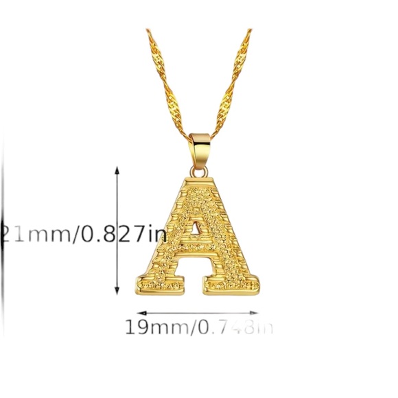 Gold Letter A Pendant Adjustable Necklace - Picture 2 of 6